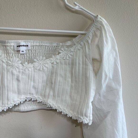 Revolve Super Down Tamryn Puff Sleeve Crop Top XS - Picture 6 of 14